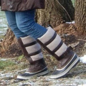 Sorel 7 Brown Tall Boots Helen of Tundra Leather Waterproof Zip Up